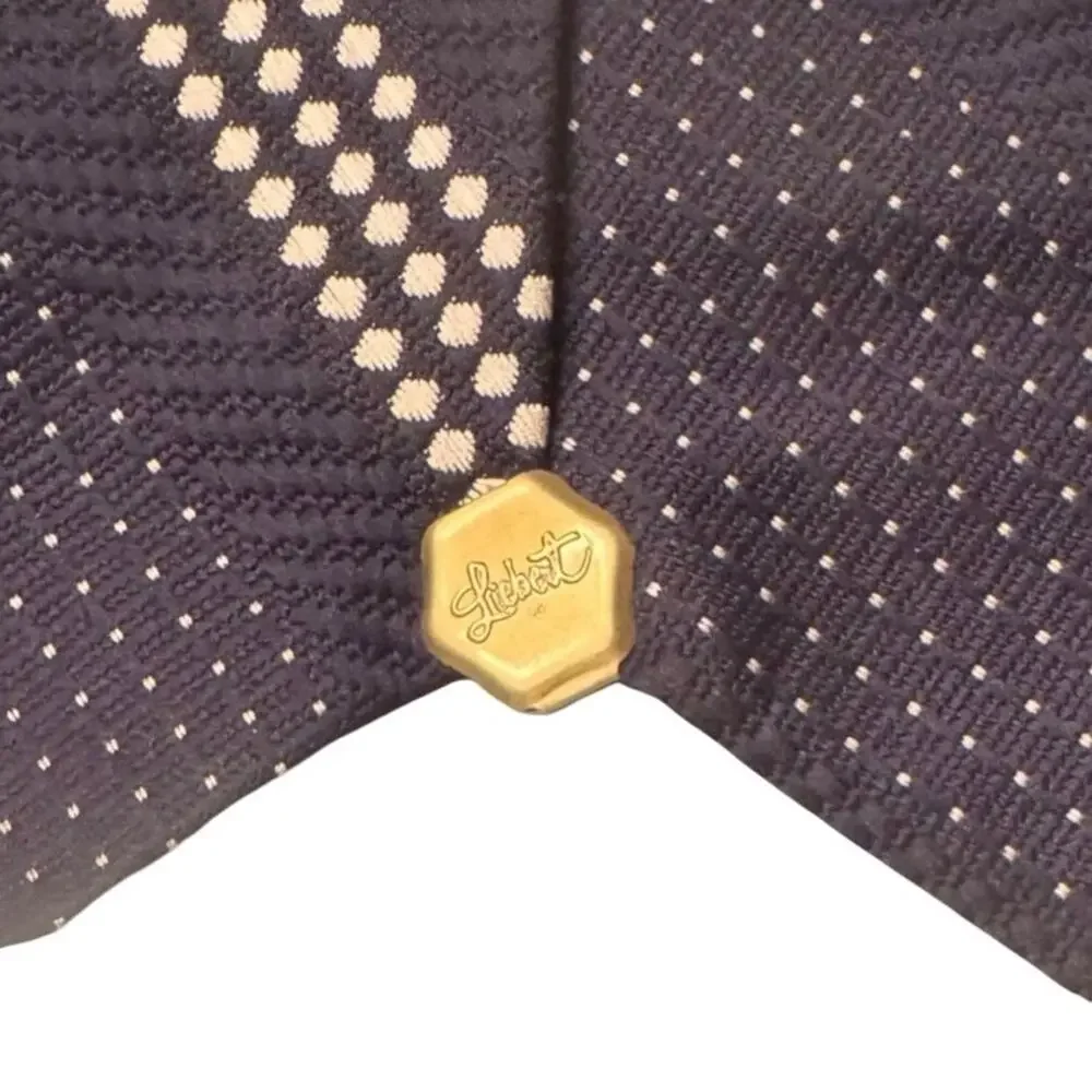 Liebert Foulard Tie Blue White Diagonal Diamond & Dots 4 1/2” Wide Disc Vintage